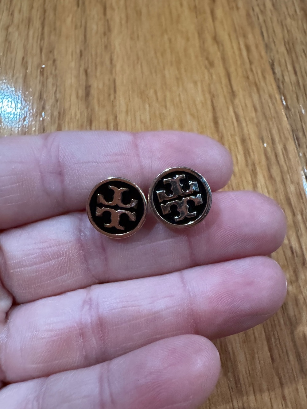 Tory Burch Stud Earrings in Black and Gold
